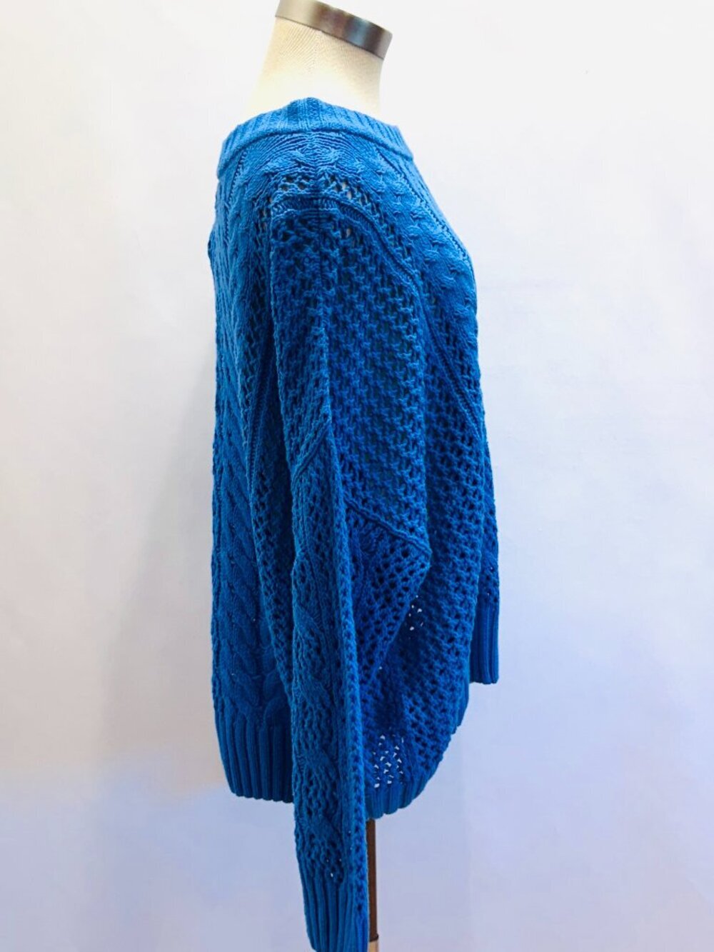 NWT SONOMA Women Long Sleeve Pullover Blue Oversized Knit Sweater Size XXL - Picture 3 of 8